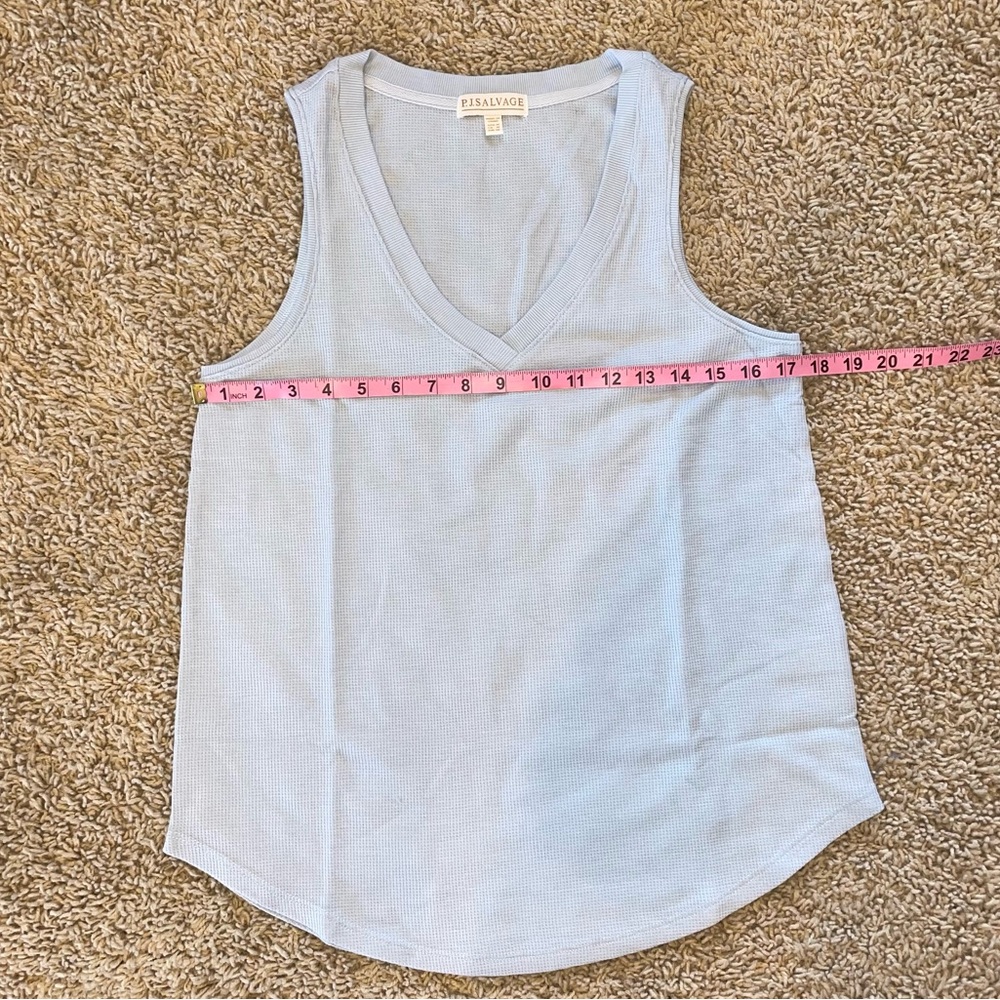 PJ Salvage Tank Short Sleep Lounge Set Thermal Waffle Light Blue Size Med Large - Picture 3 of 11